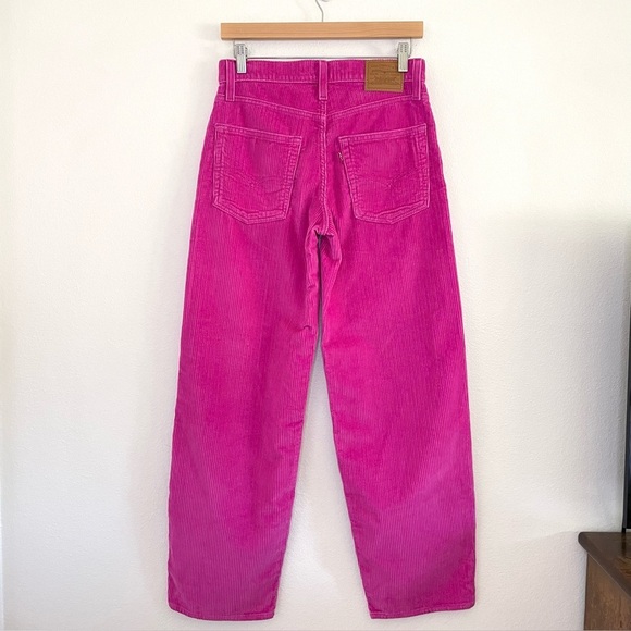 Levi’s Baggy Dad Corduroy Pants Mid Rise Loose Straight Leg Rose Violet Pink 25 - Picture 6 of 16